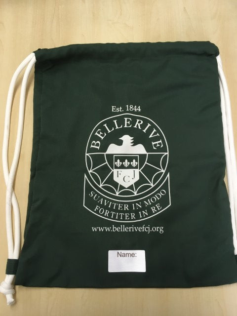 Bottle Green Gymsac with school logo (large size 15 litres)